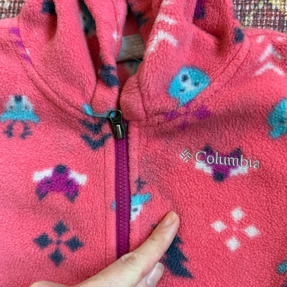 Columbia 18-24month infant Snowtop II bunting fleece pink woodland creatures - Picture 5 of 13